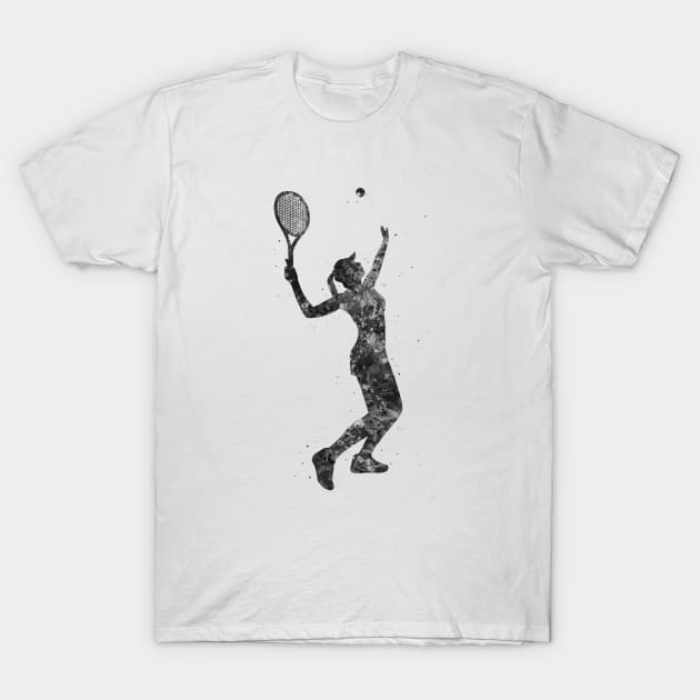 Tennis girl black and white T-Shirt by Yahya Art